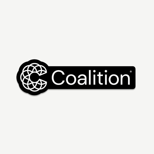 Small White Coalition Logo on Black Sticker (CAN)